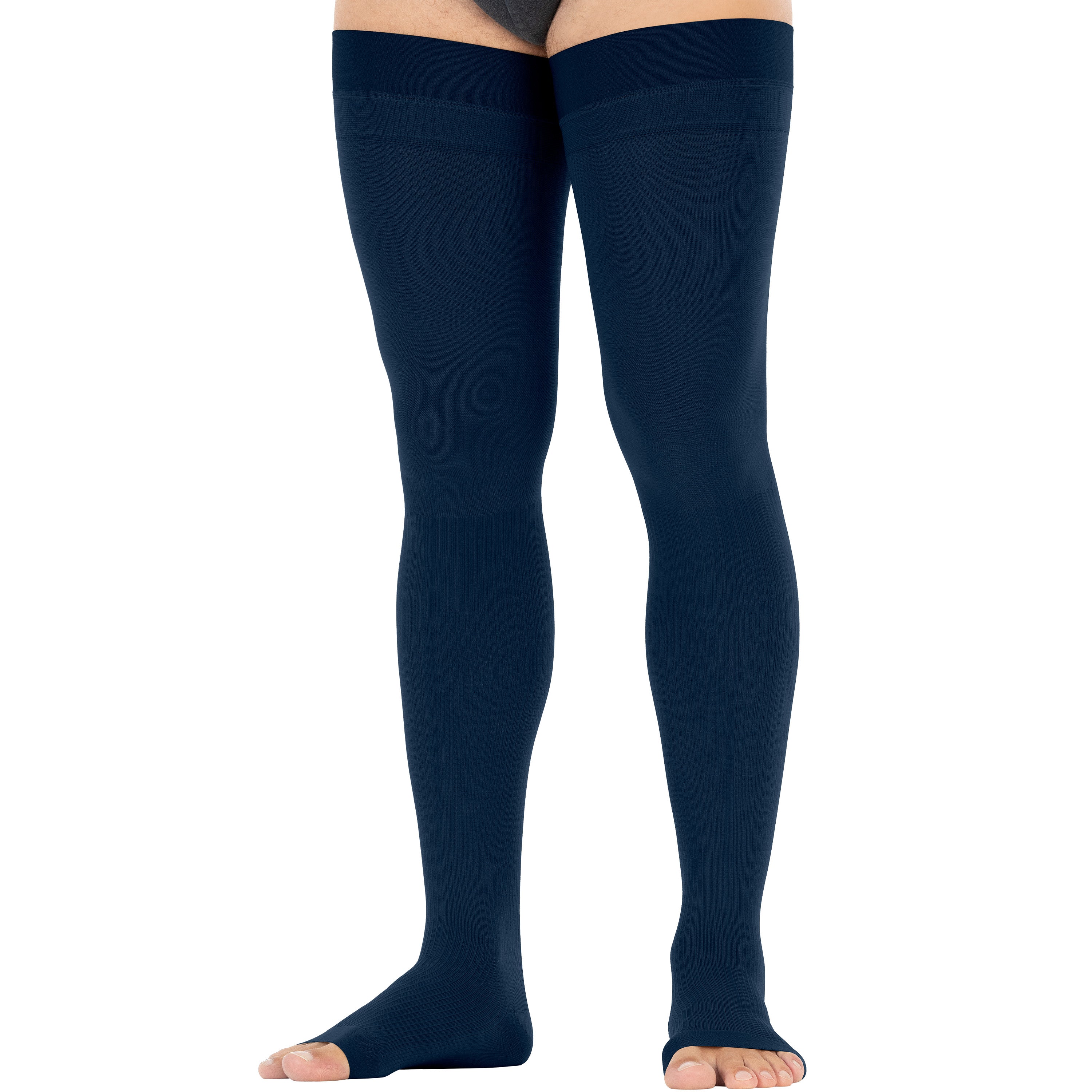 JOBST® forMen Thigh High w/ Micro Dotted Band 15-20 mmHg, Open Toe - Image 5