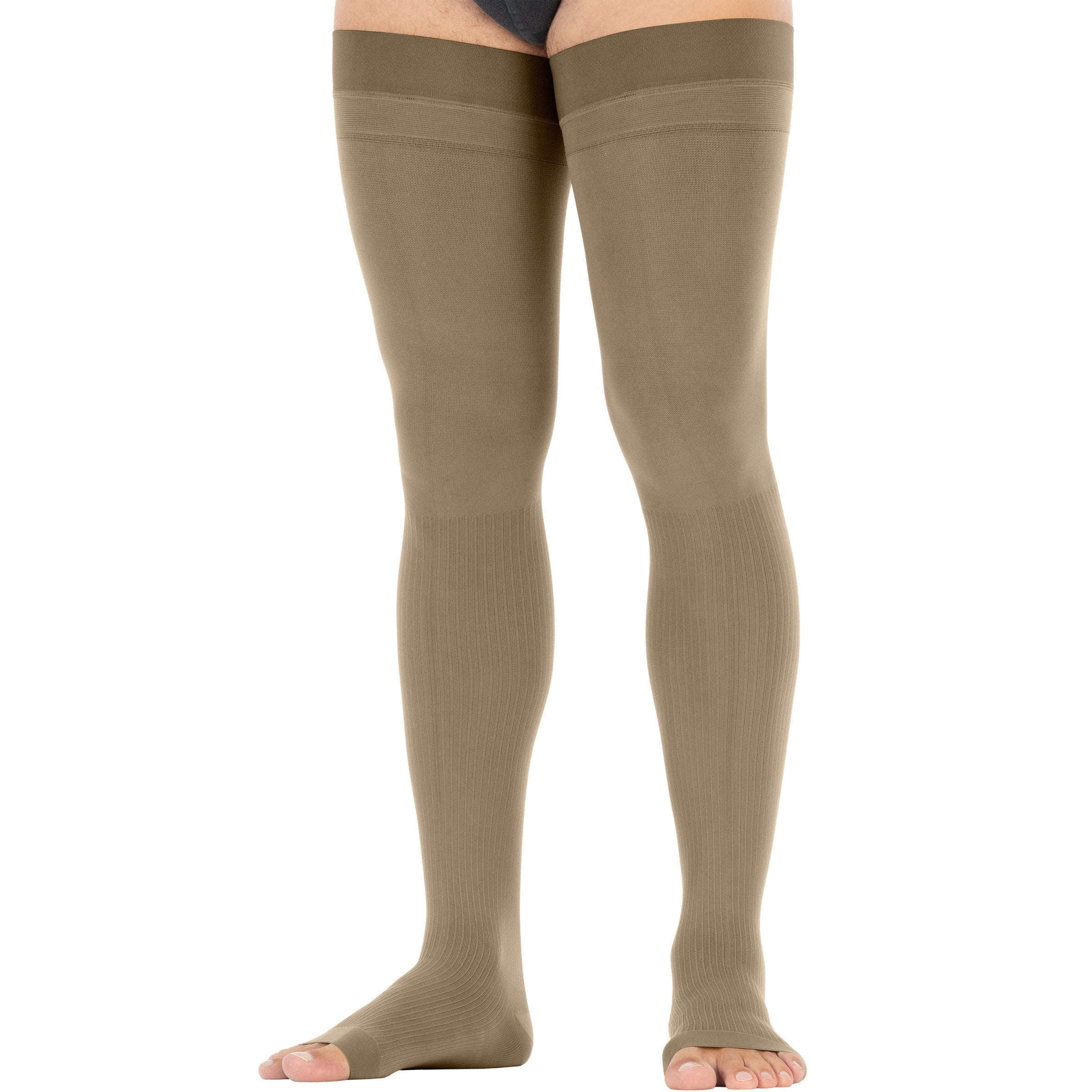 JOBST® forMen Thigh High w/ Micro Dotted Band 20-30 mmHg, Open Toe - Image 4