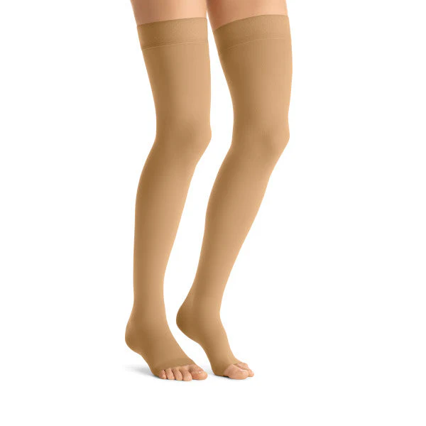 JOBST® Opaque Women's Thigh High 15-20 mmHg w/ Silicone Dot Top Band, Open Toe - Image 3